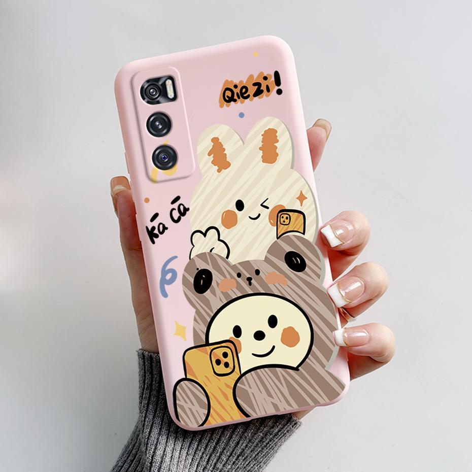 For Vivo V20 SE Case Vivo Y70 Phone Case V20SE Cute Rabbit Panda Painted TPU Soft Cover V2022 V2023 Camera Shockproof Back Coque