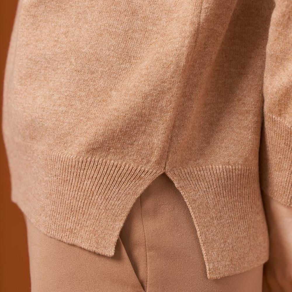 Dal Cashmere Pullover Camel Raglan Shoulder