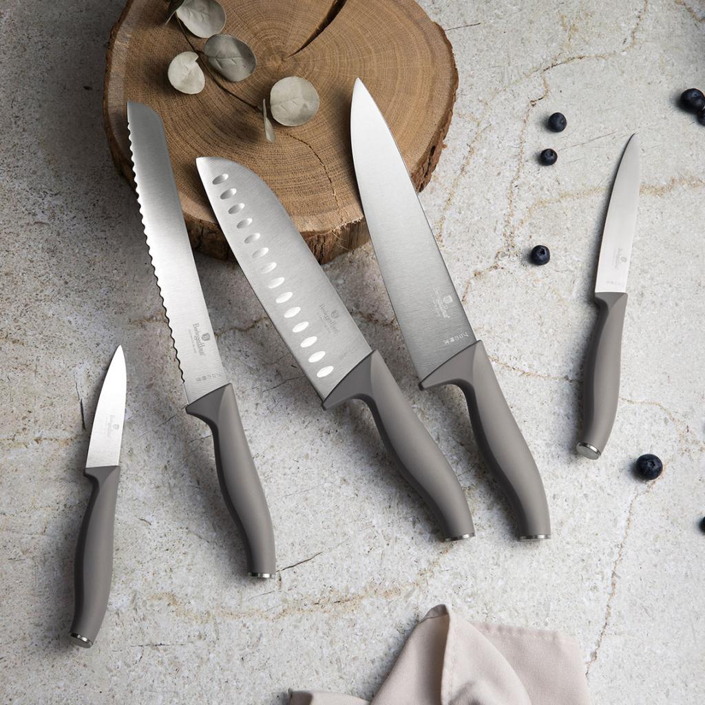 Berlinger Haus Bh-2756 Taupe Knife Set In Bamboo Block