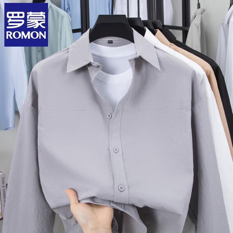 Romon Men s Business Casual Long Sleeve Shirt 2XL