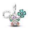 Silver Plated Lucky Clover Charms Travel Aircraft Butterfly Cat Beads Fit  Original Bracelets Women DIY Fine Jewelry Gift