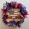 4th of July Patriotic Door Wreath Red Blue White Star Eagle Wooden Welcome Sign Wreath for Independence Day Memorial Day Home Wall Outdoor Indoor