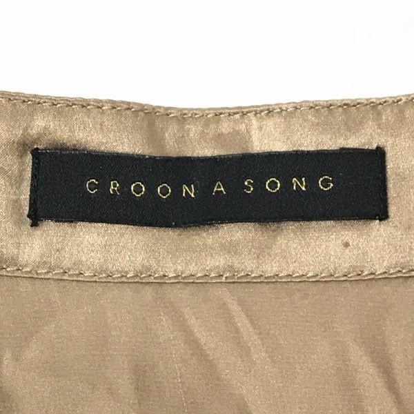 CROON A SONG/Silk 100% Knee-Length Short Sleeve Dress/S/1/Brown/Lace/Frill