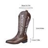 Cowboy Boots for Women Cowgirl Western Boots Embroidery Stitched Chunky Heel Mid Calf Boots Women's Pull-on Vintage Faux Leather Wide Calf Boots