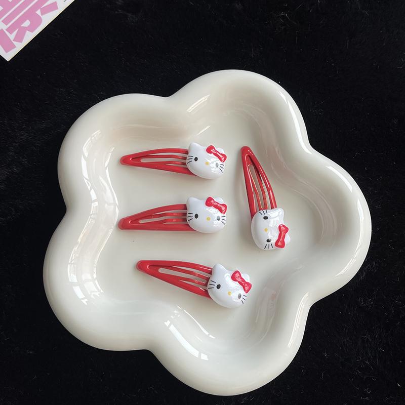 

1 шт. Kawaii Hello Kitty заколка для волос милый мультфильм Kt красные заколки для волос заколки для милых девочек Y2K аксессуары для волос