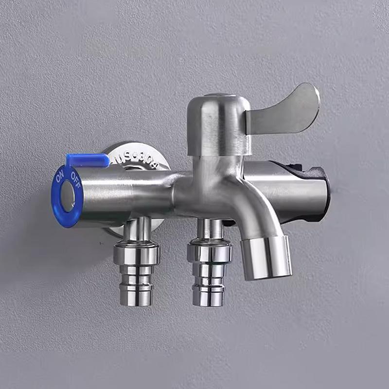 Stainless Steel Multi-Function One Into Three Out Washing Machine Faucet Three Control Domestic Diverter Four-Way Triangle Valve