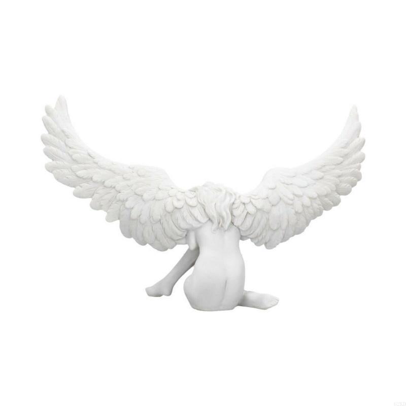62KD Sobbing Angel Garden Statue Angel Statues Resin Ornaments Angel Wing Miniature Figurines Home Decoration