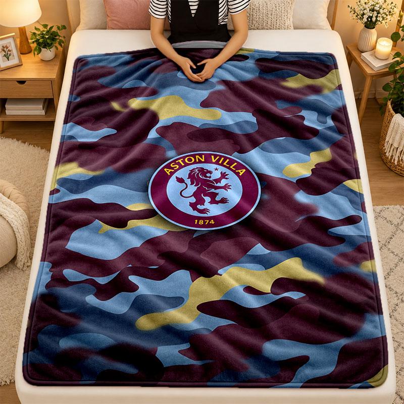 Flannel BlanketAston Villa Football Warm Soft Throw Blanket for Indoor Sofa Bed Living Room Use