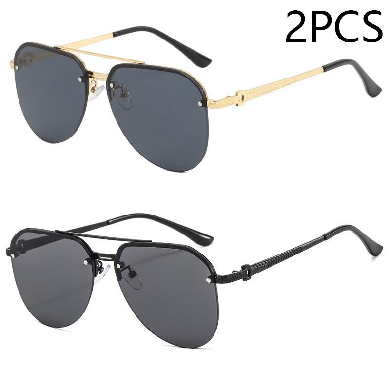 Nouvelle Mode Métal Demi Monture Lunettes de Soleil d'Extérieur pour Femmes Lunettes Classiques à Double Barre