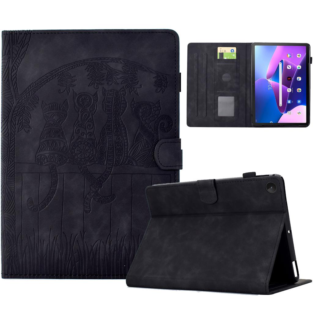 For Lenovo Tab M10 (Gen 3) Case Cats Imprinted PU Leather Card Slots Tablet Cover