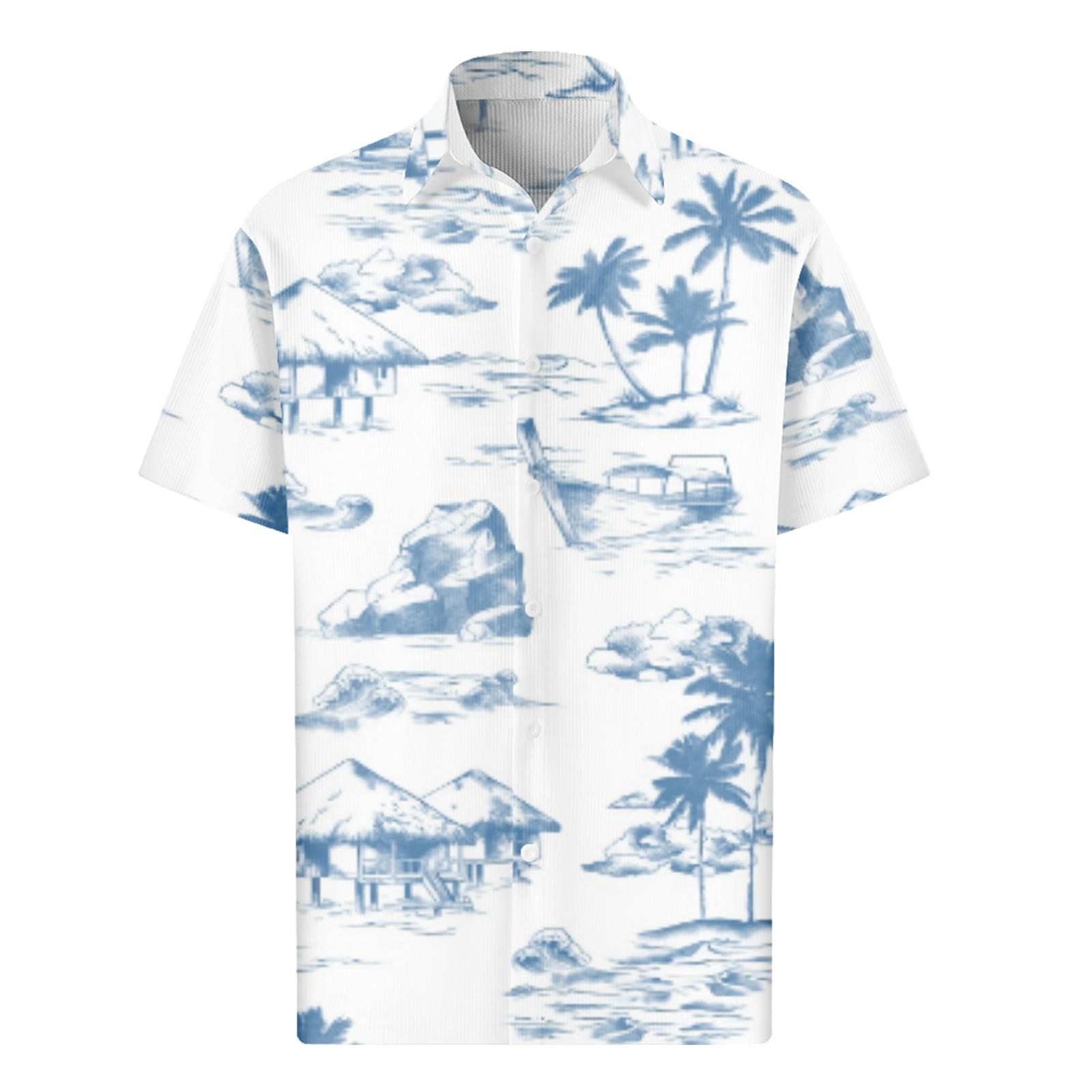 

Мужские гавайские рубашки с короткими рукавами и пуговицами с принтом. Мужские повседневные модные рубашки с короткими рукавами. XL белый