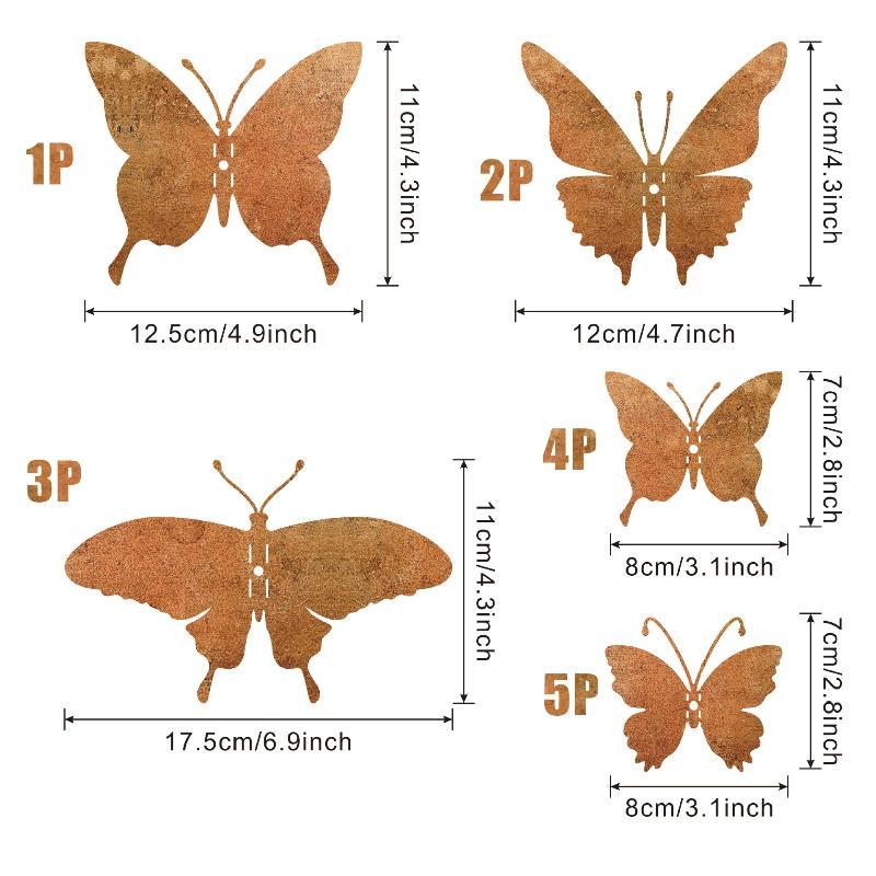 15 Pcs Rustic Rusty Metal Butterfly Wall Decorations Creative Outdoor Art for Yard Garden Fence Porch Home Decor
