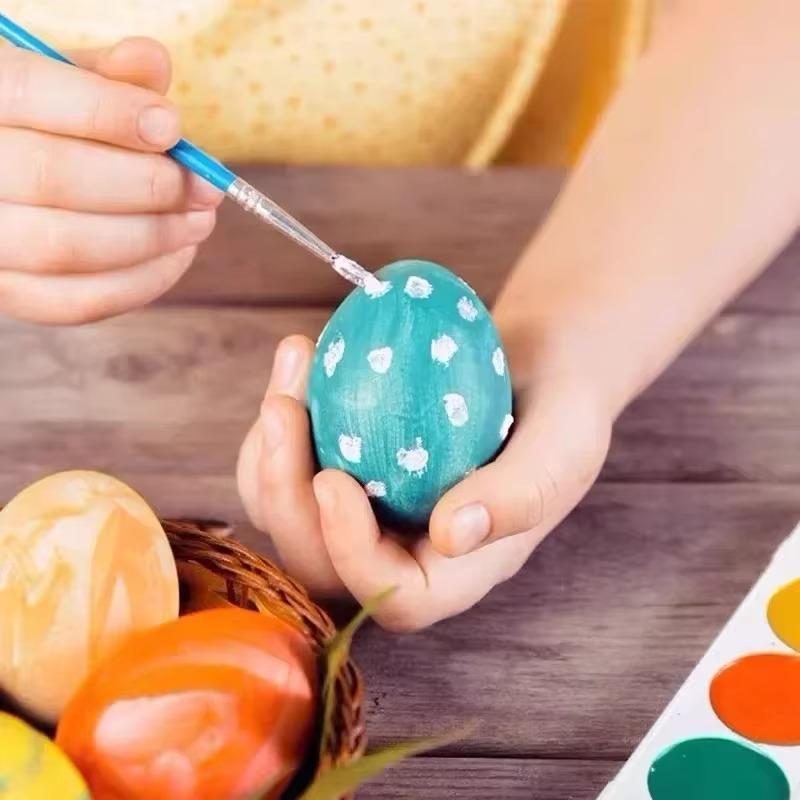 Realistic Wooden Easter Eggs DIY Graffiti Simulated Egg Handmade Holiday Decor Craft for Home Festival Design