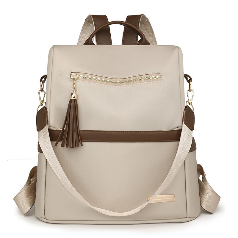 Tassel Backpack Women's Color Contrast Travel Small Backpack Student Schoolbag