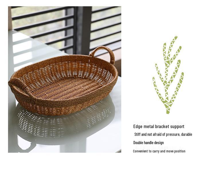Imitation Rattan Fruit and Snack Basket - Versatile for Living Room, Kitchen, and Picnic Use.