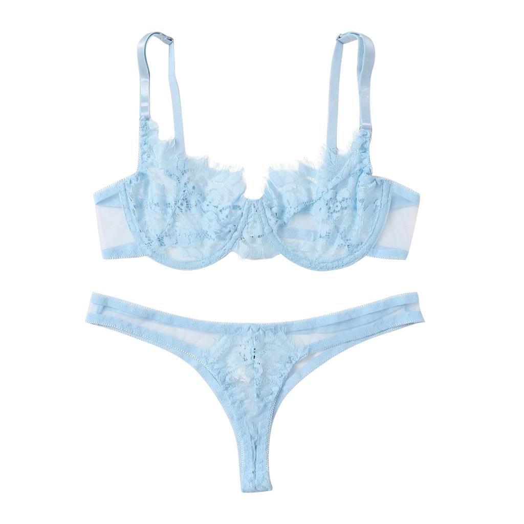Erotic Underwear Sexy Lace Three Point Lingerie With Steel Ring
