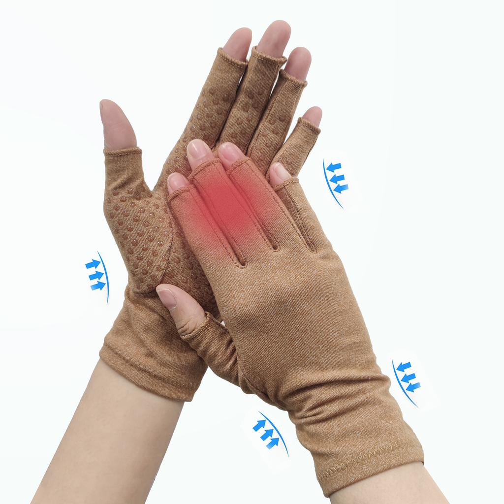 1Pair Arthritis Gloves for Women Men Fingerless Compression Hand Gloves Carpal Tunnel Rheumatiod Tendonitis Relief