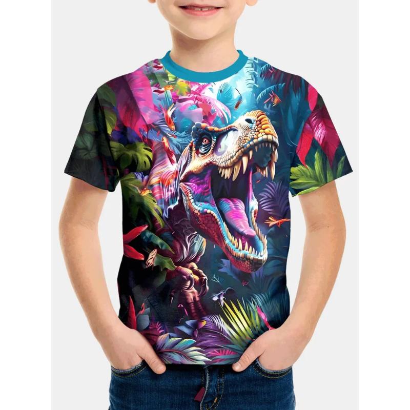 Mode Herren Kinder Kleidung Rundhals Kurzarm 3D Lässig Farbdruck Lässiges Kurzarm Rundhals T-Shirt
