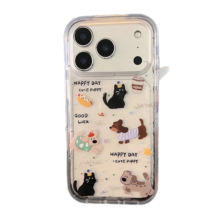 Outing puppy party suitable for Apple 17Promax mobile phone case IP16pro transparent 14/15plus space case