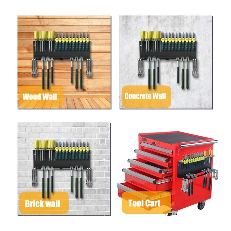 Space Saving Screwdriver Holder and Spanner Organizer Steel Construction Garage Tool Rack Hammers and Wrench Stand