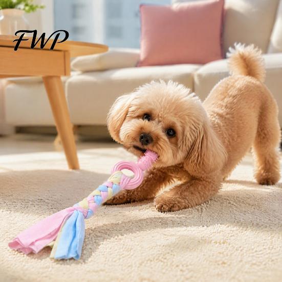 Braided Cotton Rope Dog Toys Spiky Chew Toy with Rope, Pet Molar Stick Toy, Interactive Small Medium for Dogs Teeth Cleaning Stress Relief Training