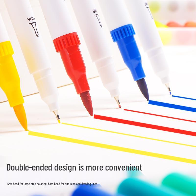 Washable Water-based Double-headed Watercolor Pens for Children - Soft-tip Markers and Brush Set