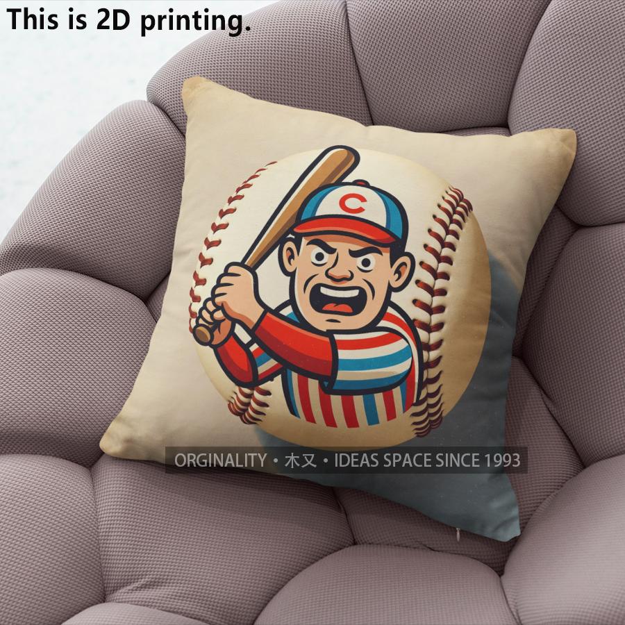 Vintage Cartoon Baseball Player Throw Pillow Covers Pattern Cushion Cover Suitable for Sofa Bedroom Car Pillow Cover