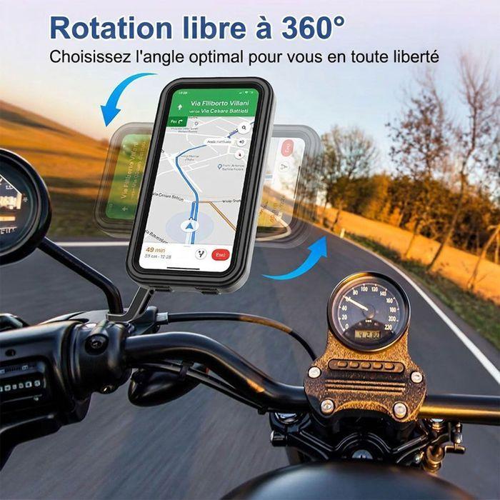 Suporte de Telefone para Moto no Retrovisor, Anti-Vibração Ajustável Rotativo 360° à Prova d'Água - Preto