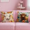 Vibrant Highland Cow Pattern Pillow Case pattern printing pillowcase living room sofa cushion cover bedroom room decor