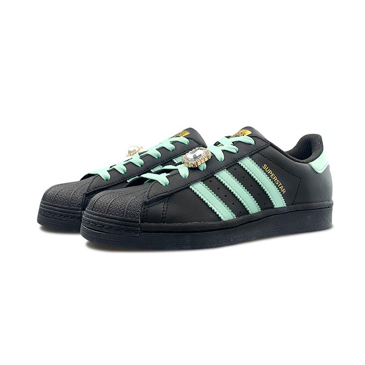 Adidas Originals Superstar Low top Skateboard Shoes Unisex Black Green EG4959(Team47-SP)
