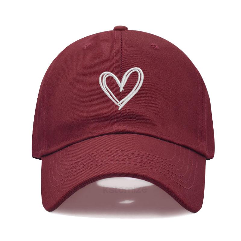 Unisex Soft Cotton Dad Hat Heart Embroidery Baseball Cap For Women Men Adjustable Unisex Casual Sports Caps