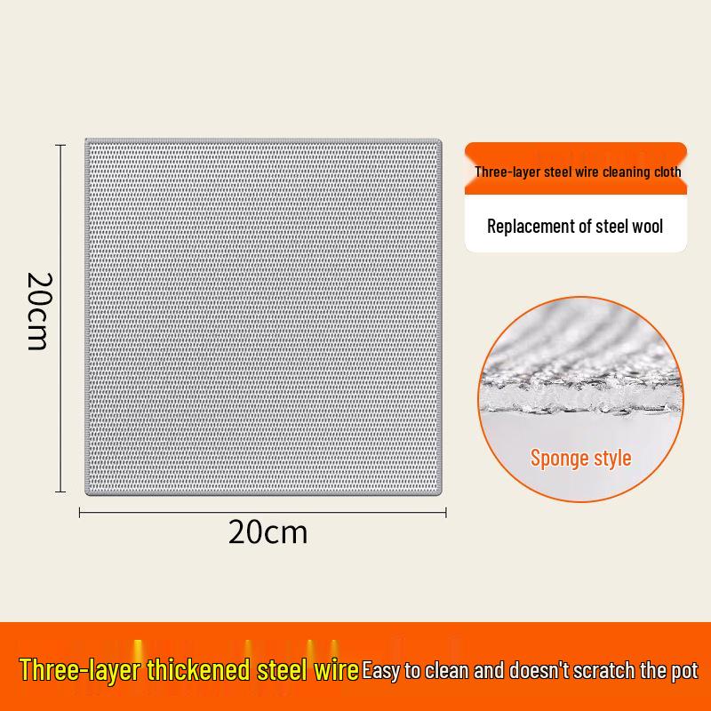 Silver Thread Double-Layer Scouring Pad: Thick, Non-Scratch, Degreasing, Water-Absorbent, Wear-Resistant Dishwashing Towel.