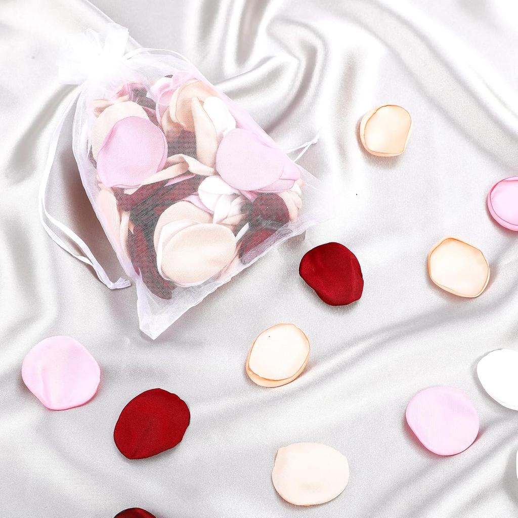 200pcs Flower Girl Petals, Rose Petals for Wedding, Silk Rose Petals, Red Pink Rose Petals & White Flower Petals for Wedding Bridal Shower Decor