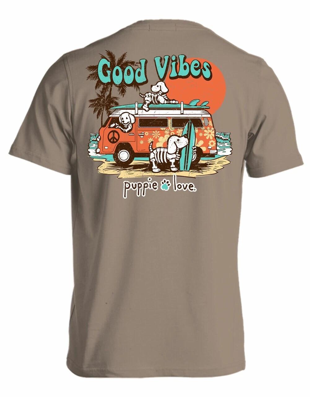 New PUPPIE LOVE GOOD VIBES VAN PUP T-Shirt 3XL