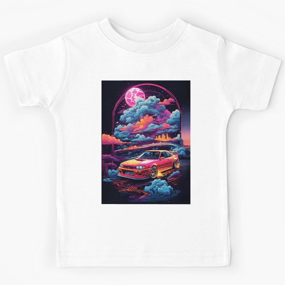Classic vintage super car neon cyberpunk - Psychedelic synthwave style Kids T-Shirt 150