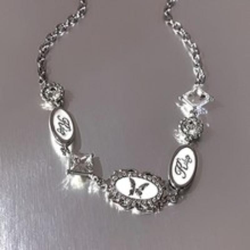 Harajuku Punk Love Heart Rhinestones Gothic Titanium Steel Necklace For Women New Cool Girl Party Jewelry Gifts For Friend