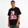 Sweet 2026 Heart Print Casual New Year Themed Top Pure cotton T-shirt