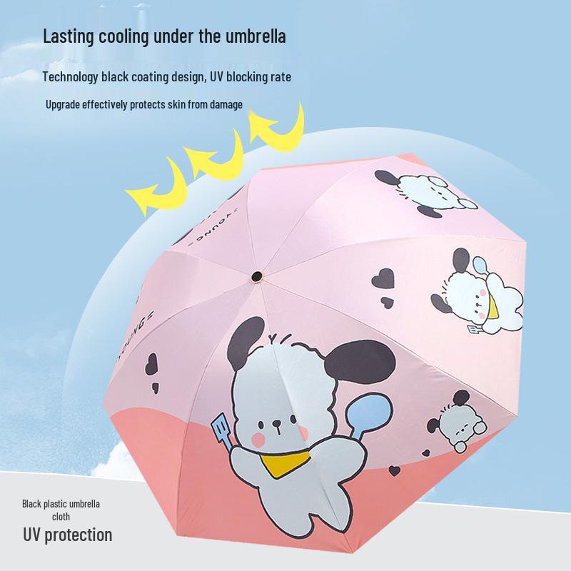 Cartoon UV Protection Sun Umbrella, Dual Use for Sun and Rain, with Customizable Logo