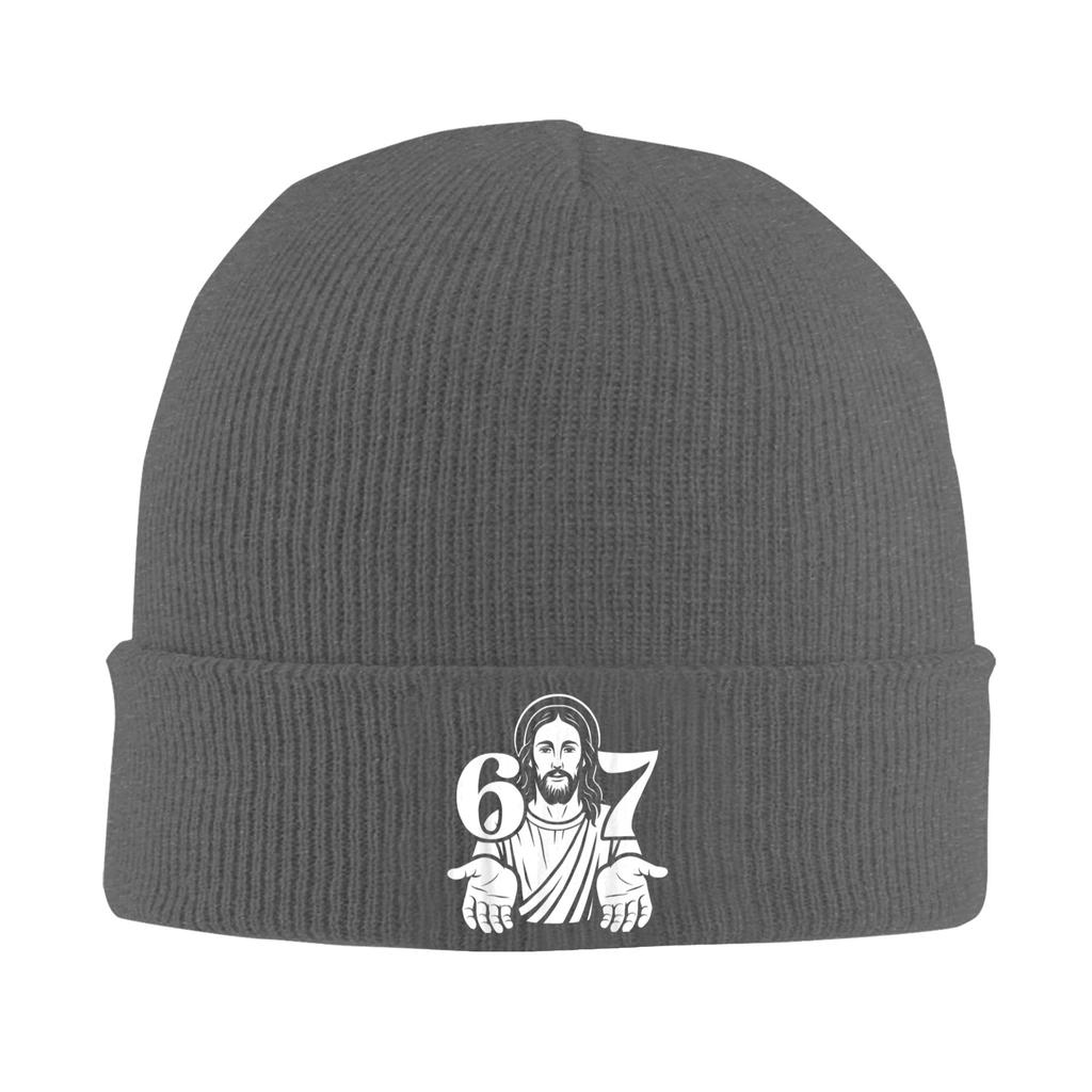 Six Seven Jesus 6 7 Funny Meme 67 Slang Christian Beanie Hats Knit Hat Adult Funny Head Wrap Caps Autumn Hippie Bonnet Hats