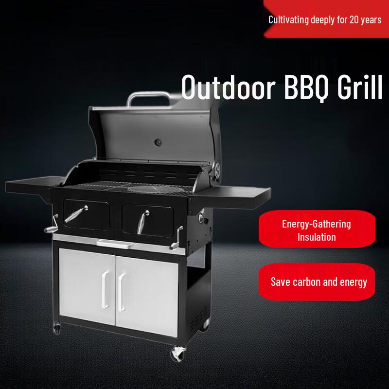 Large American Style Charcoal BBQ Grill with Rain Cover