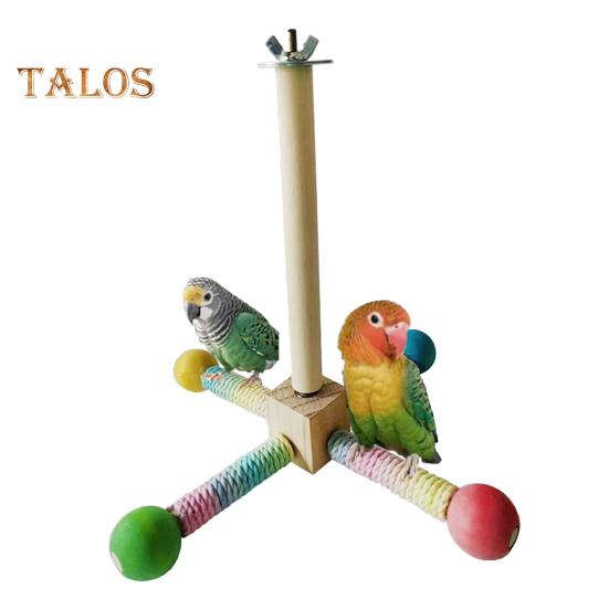 Spinning Birds Stand Perch Toy 360 Degree Rotation Wooden Exercise Wheel Parrot Perch Cage Accessories for Parakeets Budgies Lovebirds Finch Conure