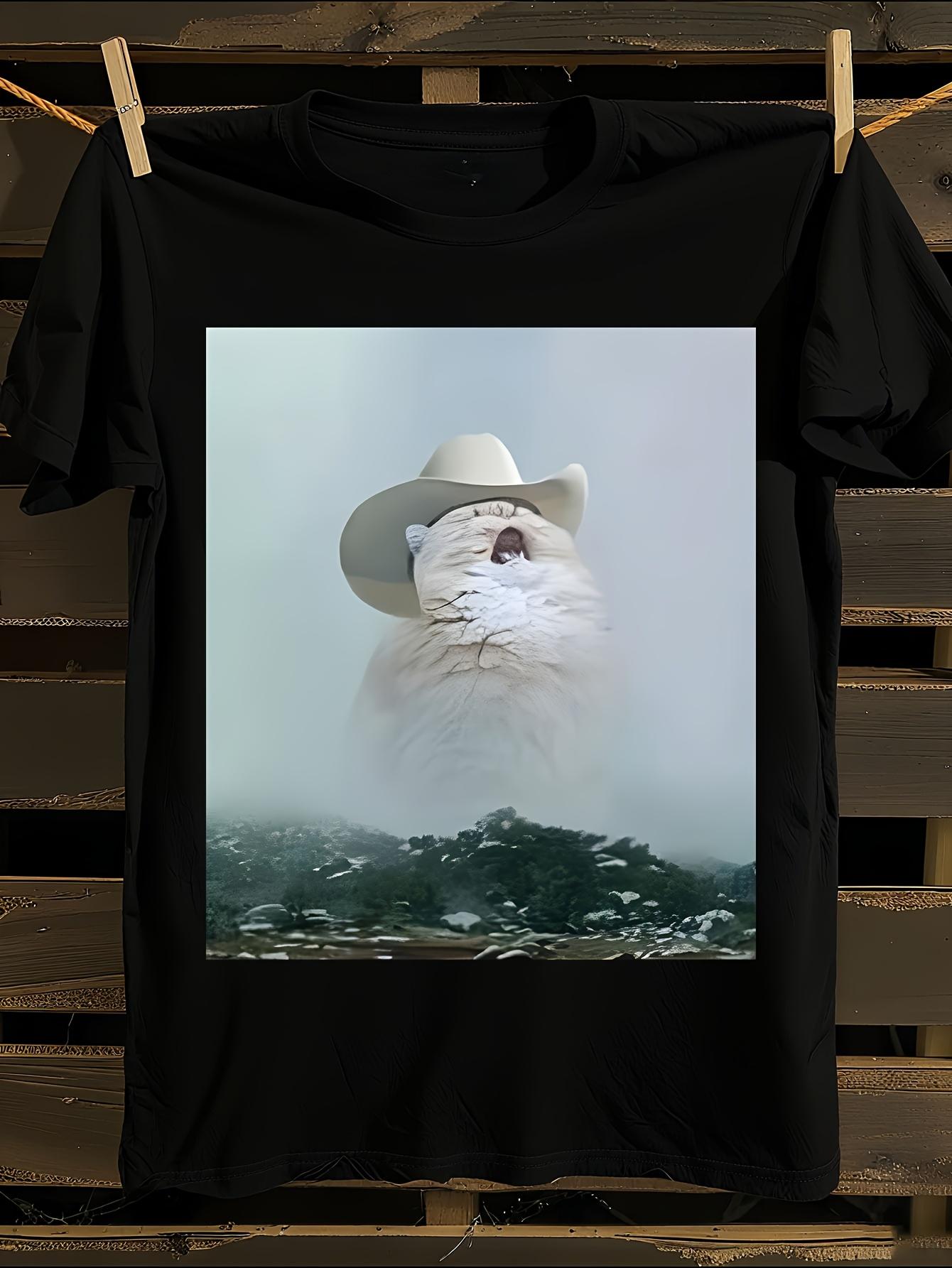 Funny Cowboy Cat Graphic T-shirt S