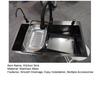 Black Kitchen Sink, Embedded/Top Mounted Stainless Steel Workbench Sink with Cutting Board & Drainage Basket, Single Bowl Sink with Accessories (31.5