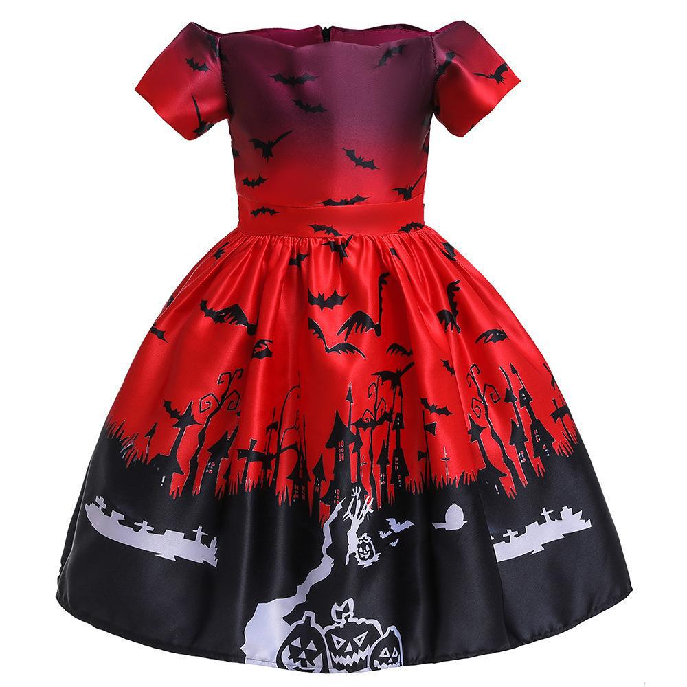

Children s Halloween Witch Castle Print Princess Dress for Cosplay & Party Role Play 150cm
