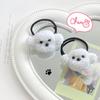 1pc plush white puppy hair ring cartoon sweet cute children's hairband ponytail small rubber band accessory
