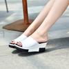 Summer Women Solid Color Cool Mop Thick Sole Height Increasing Outdoor Exposed Toe Straight Drag Sexy Women's Slippers