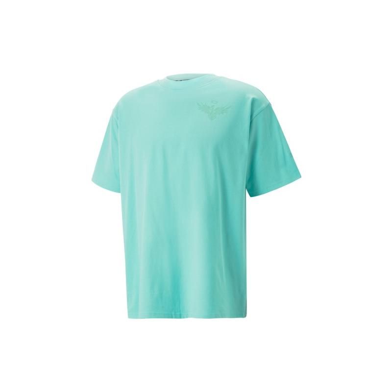 Puma X Melo Boxy Tee Solid Color Crew Neck Casual Short Sleeve T-Shirt Men Tops Light-Green 621703-01