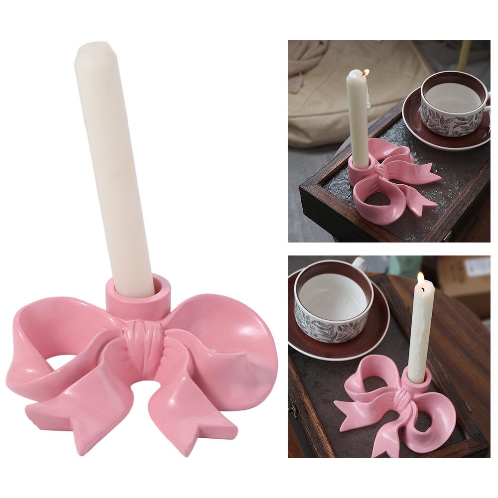 Romantic Long Candle Candlestick INS Bowknot Shape Candlestick Candle Stands  Home Room Decor