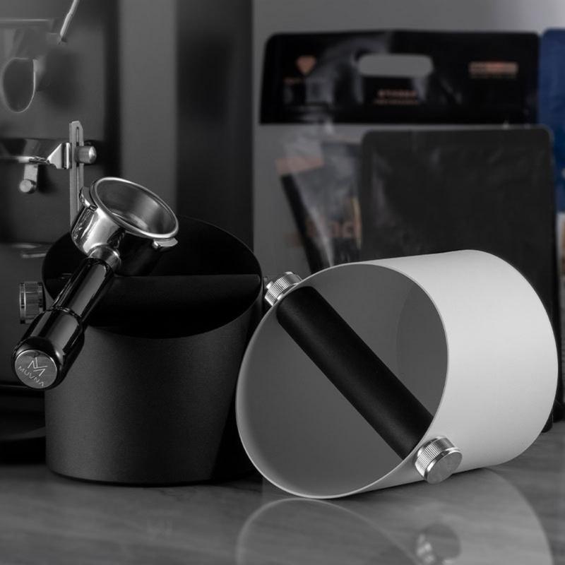 Coffee Knock Box Stainless Steel Shock Absorbent Espresso Knock Box Coffee Grind Dump Bin with Nonslip Base Accessories
