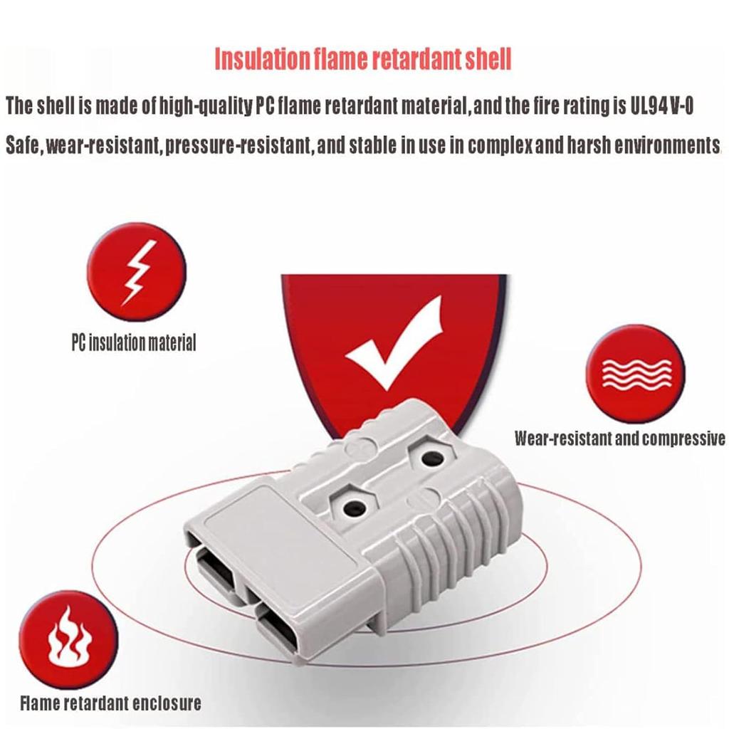 50A 600V Forklift Charger Battery Connector Charging Plug Forklift Battery Charger Connector with 8AWG Extension Cable,100cm
